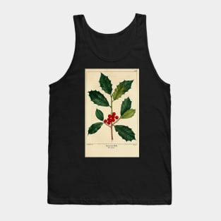 christmas post card mistletoe berries green american holly Tank Top